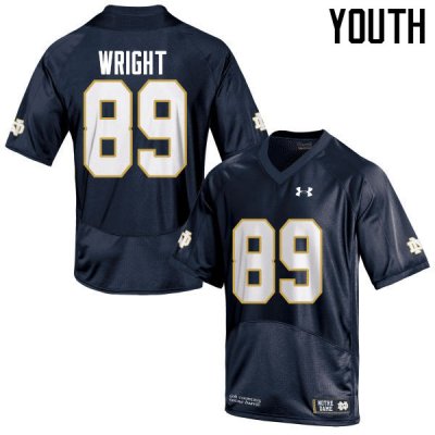 Notre Dame Fighting Irish Youth Brock Wright #89 Navy Blue Under Armour Authentic Stitched College NCAA Football Jersey ZMR6299XW
